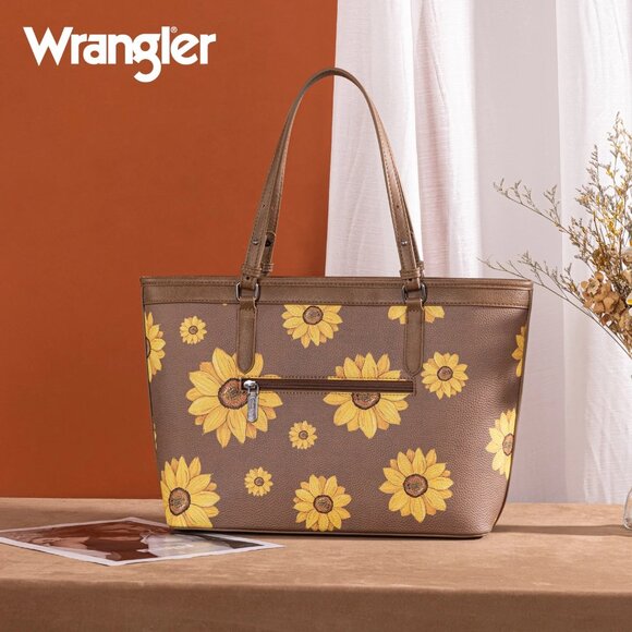 Wrangler Sunflower Print Tote Bag Khaki - Picture 2 of 4